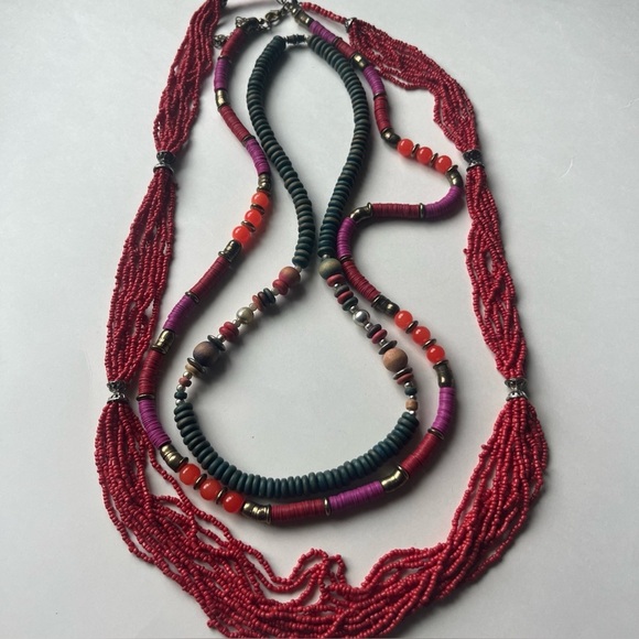 Vintage Multicolor Beaded Necklace Set - Picture 2 of 10